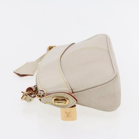 LOUIS VUITTON Suhari Lockit Clutch Bag Leather White M95629 LV Auth 94716A - Picture 6 of 15